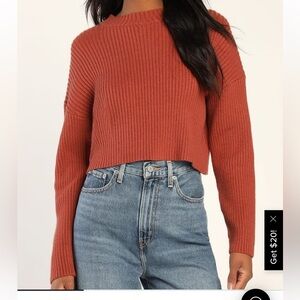 Seasonal sweetie rust brown ribbed knit pullover sweater